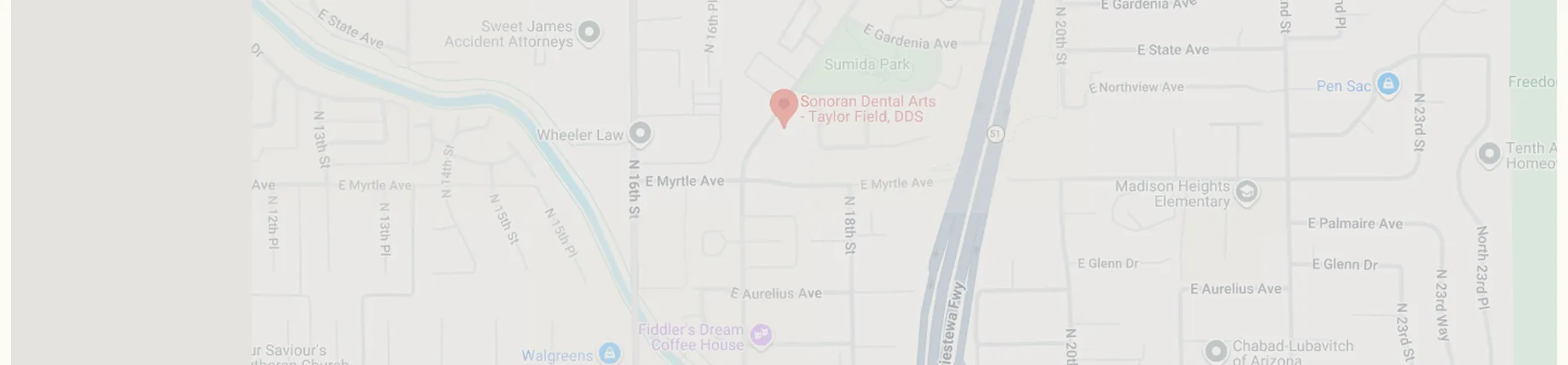 Map showing Sonoran Dental Arts - Taylor Field, DDS at 7227 N Dreamy Draw Dr #3, Phoenix, AZ 85020